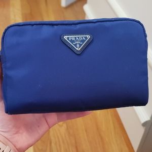 Prada royal blue cosmetic bag